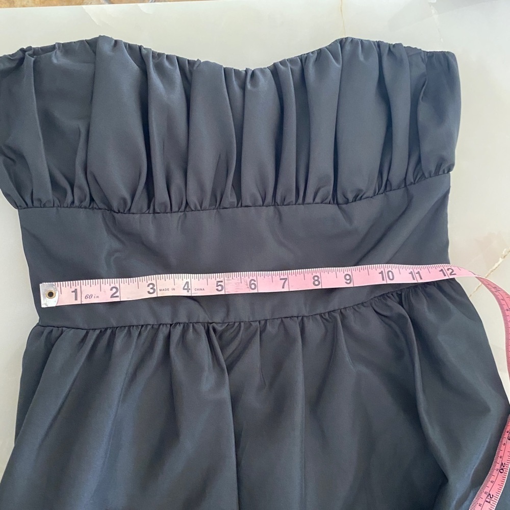 Black strapless cocktail dress babydoll